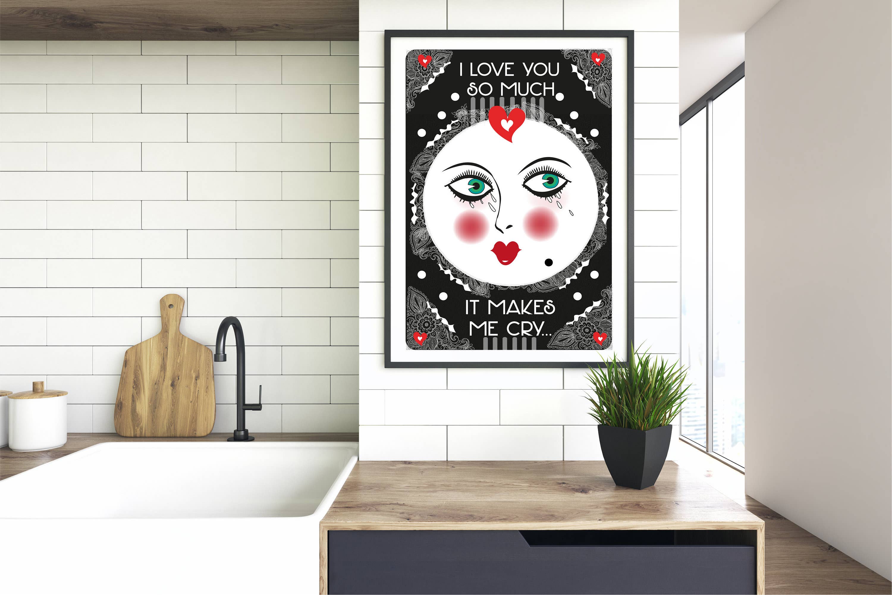 Rosie Rose Parker – wholesale Art print – Whimsical unusual wallart print face print retro weird4