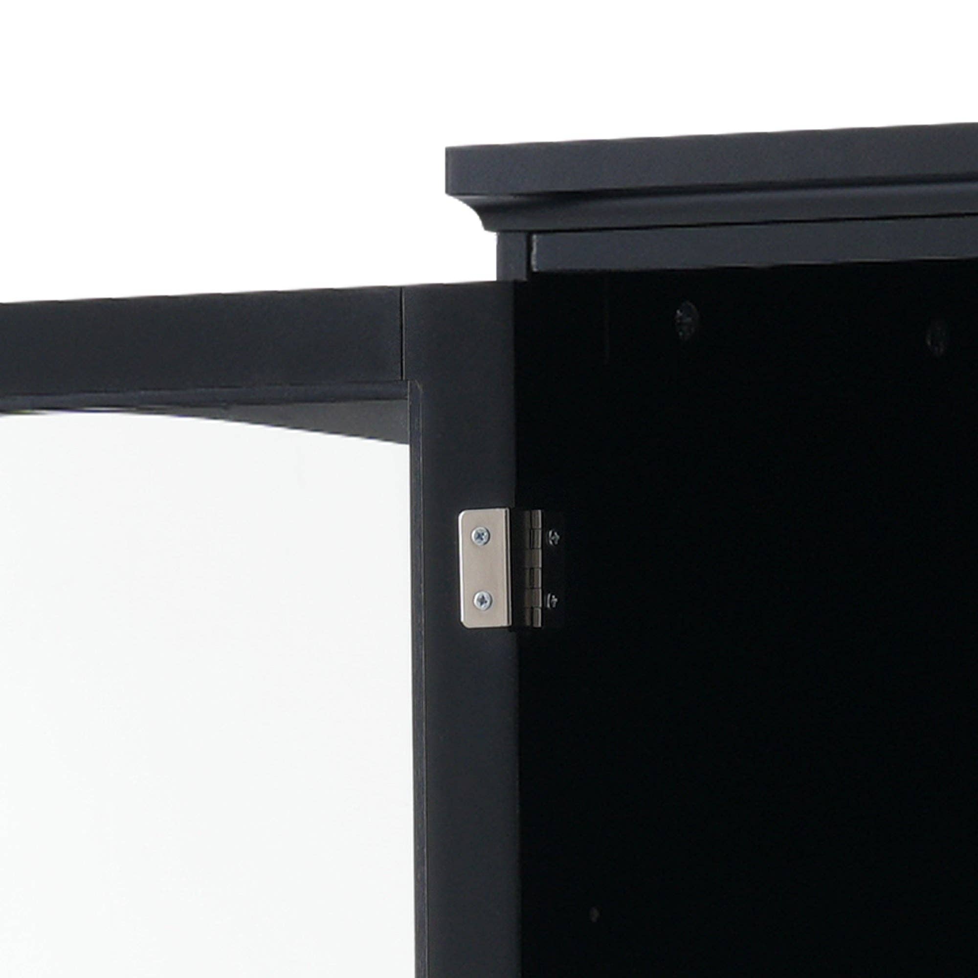 Orange County Decor - Wholesale Cabinet - 63" Tall Bathroom Storage Cabinet With Glass Doors, Free Standing, Two Drawers, And Adjustable Shelves, Mdf Board, Painted Black Perfect For Displaying Your Favorite Items 2 Black 2 4 Adjustable21