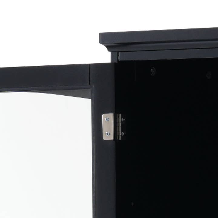 Orange County Decor - Wholesale Cabinet - 63" Tall Bathroom Storage Cabinet With Glass Doors, Free Standing, Two Drawers, And Adjustable Shelves, Mdf Board, Painted Black Perfect For Displaying Your Favorite Items 2 Black 2 4 Adjustable21