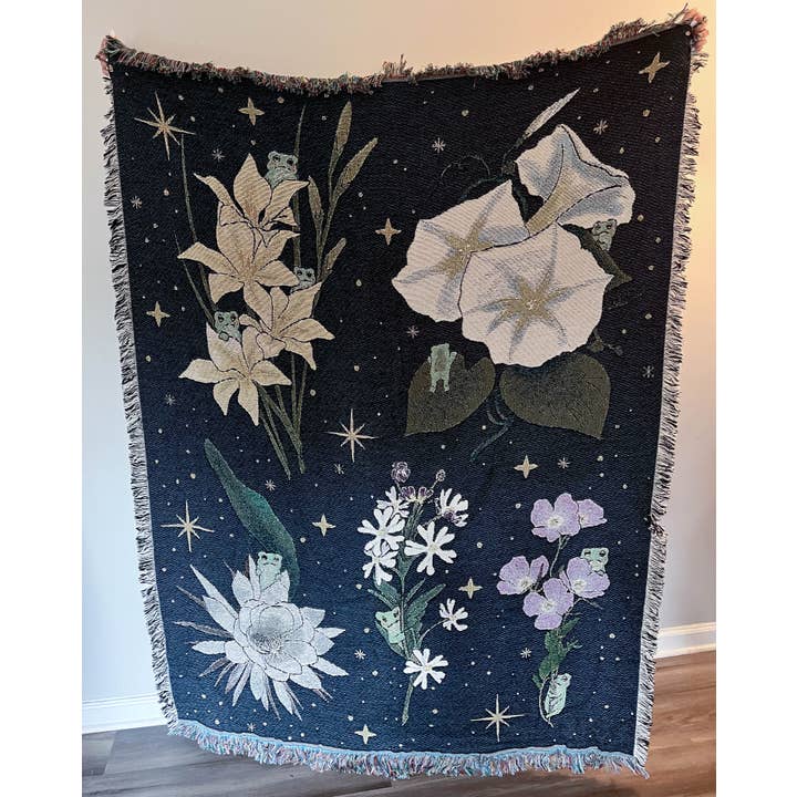 Frogblobs - Wholesale Throw Blanket - Night Flowers Tapestry Blanket2