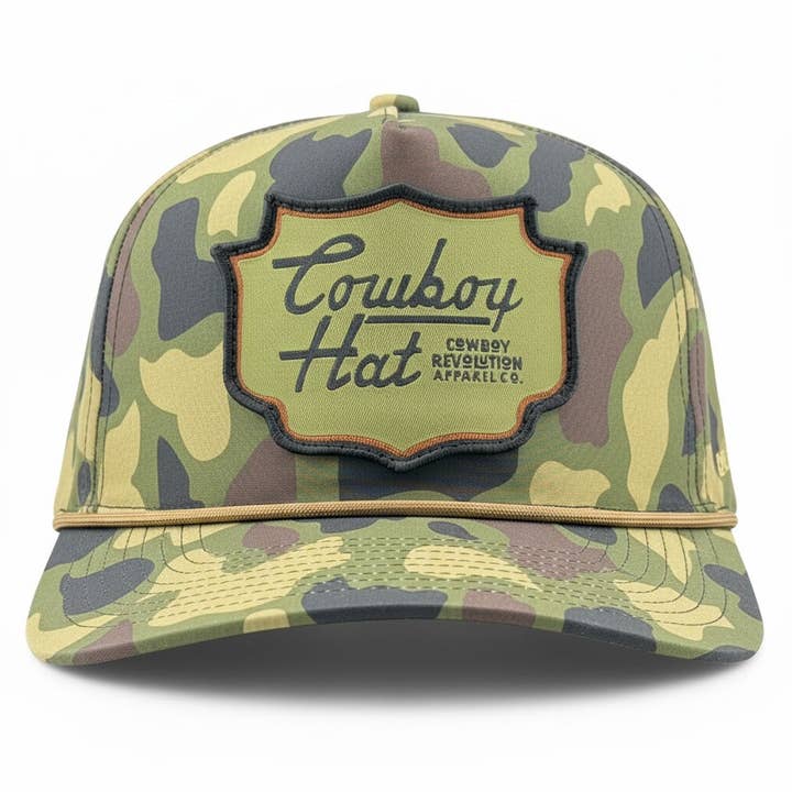 Woodland Camo Patch “Cowboy Hat” - Performance Rope Hat for wholesale by Cowboy Revolution Apparel Co.