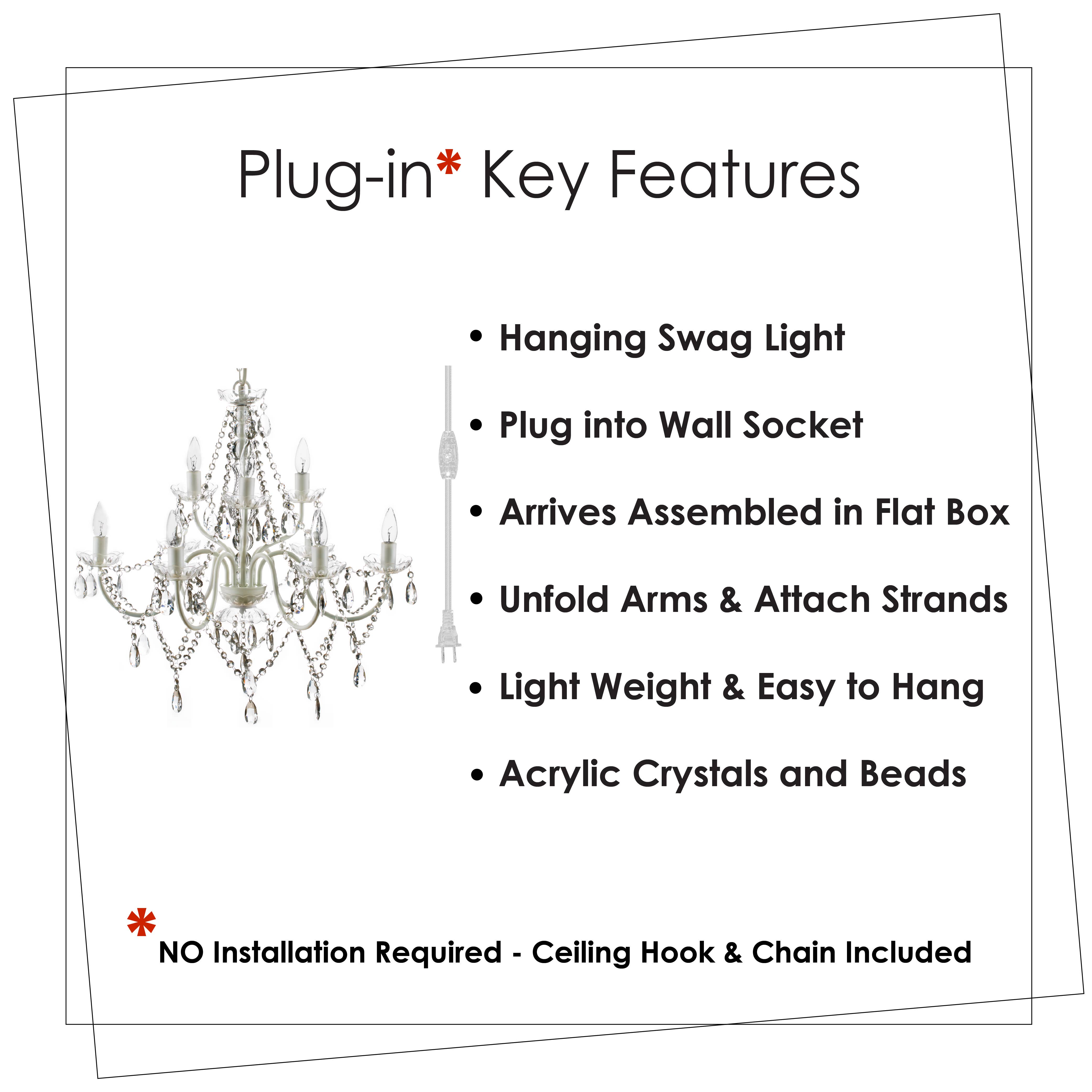 Think Brink - Wholesale Chandelier/Hanging Light - 9 Light Crystal White Plug-in Chandelier2