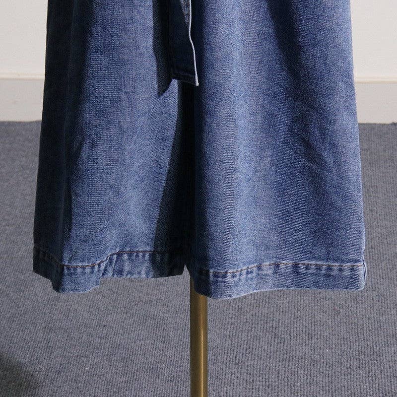 BLUE Detachable Collar Long Denim Style Coat for wholesale on Faire8