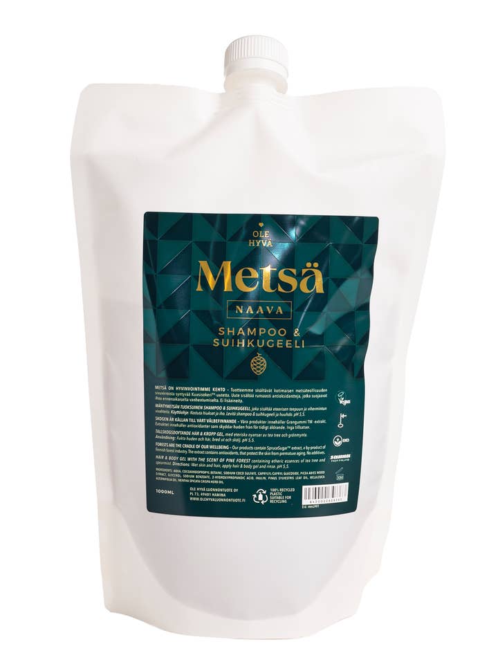 Metsä Beard moss Hair shower shampoo 1000 ml for wholesale by Ole Hyvä Metsä