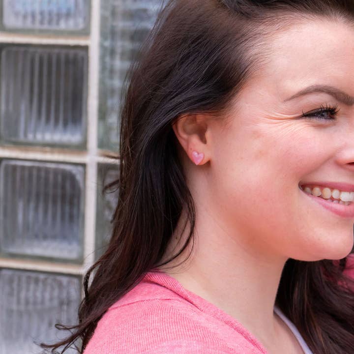 Spiffy & Splendid - Wholesale Stud/Post Earrings - Hand Drawn Heart Studs - Pink // Jewelry, Earrings, Valentine's2