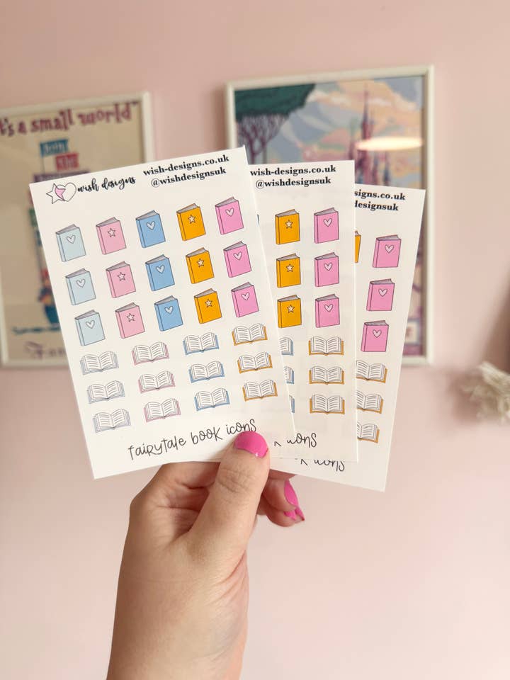 Feuille d'autocollants en vinyle avec icônes de contes de fées pour la vente par Wish Designs