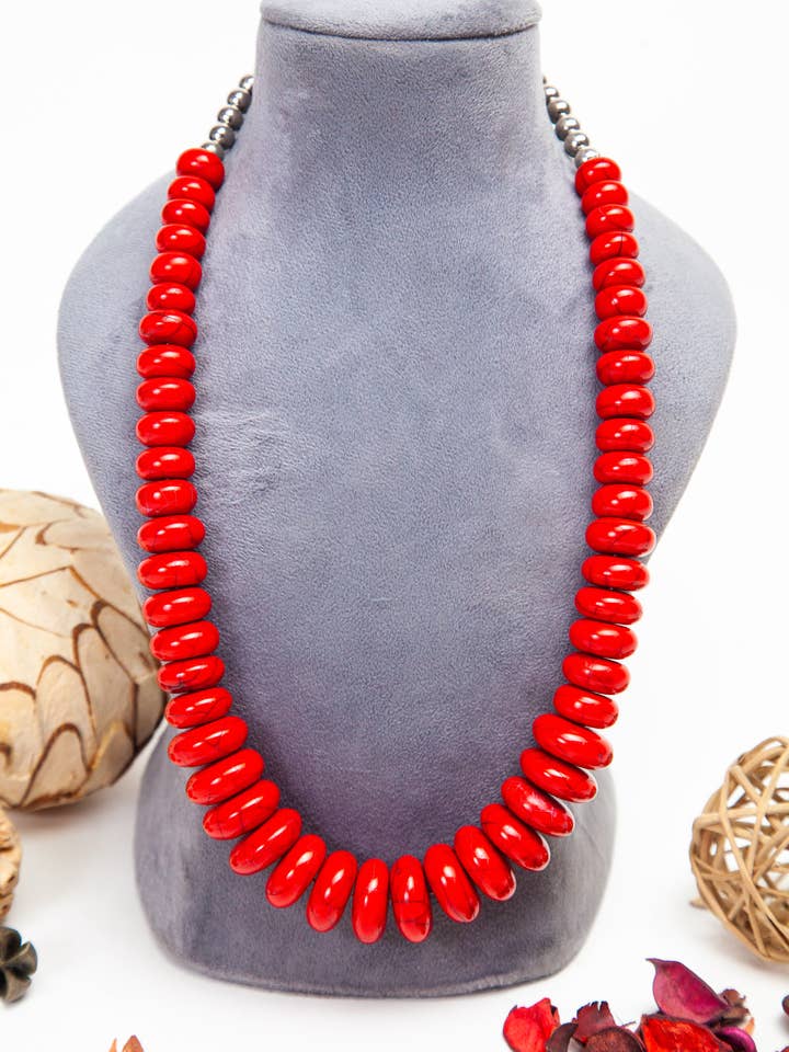 Gorgeous large Red beads necklace ,Christmas jewellery for wholesale by ANJI