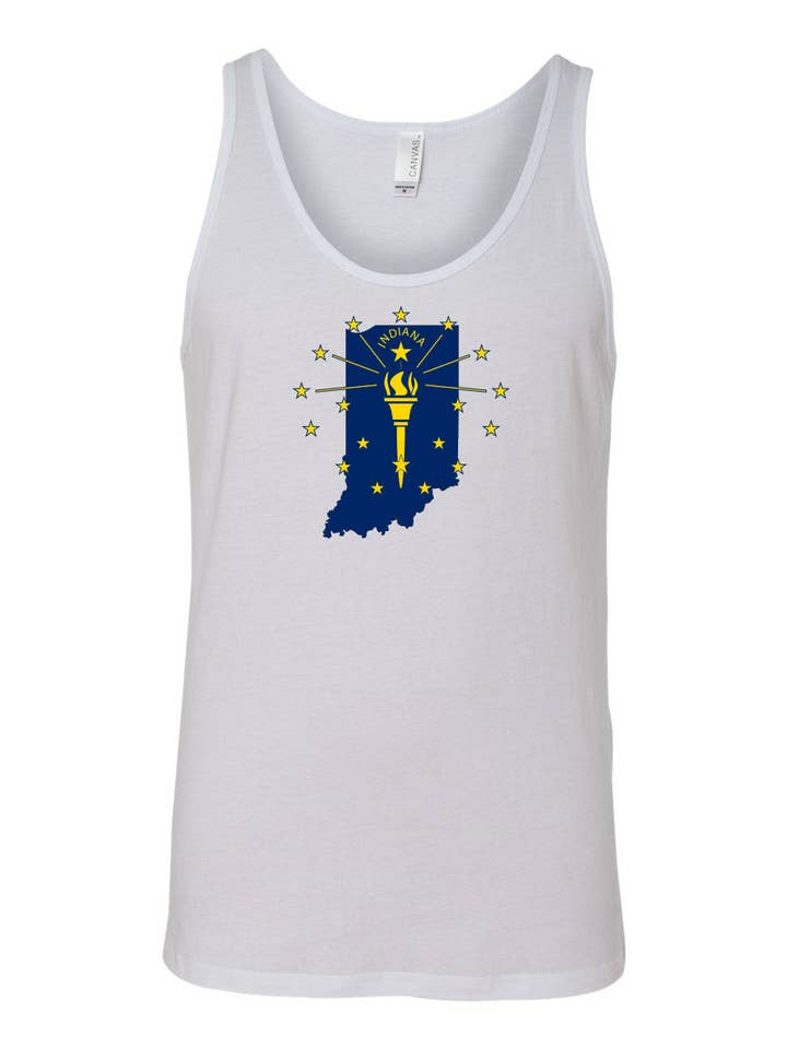 Indiana State Flag White Heather Unisex Jersey Tank Top for wholesale by Threads