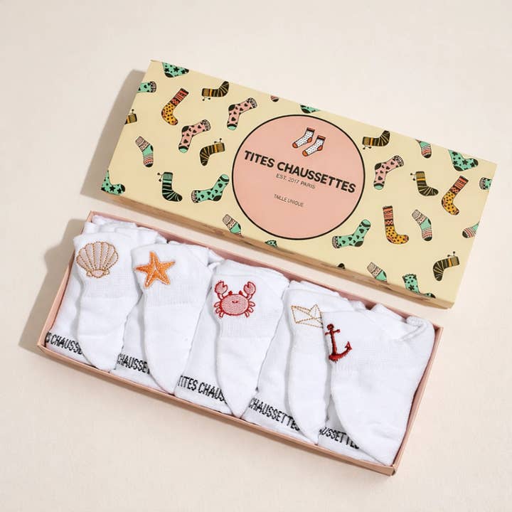 Conjunto de 5 Meias com Aba Oceano Mulher I 35-41 por atacado de Tites Chaussettes