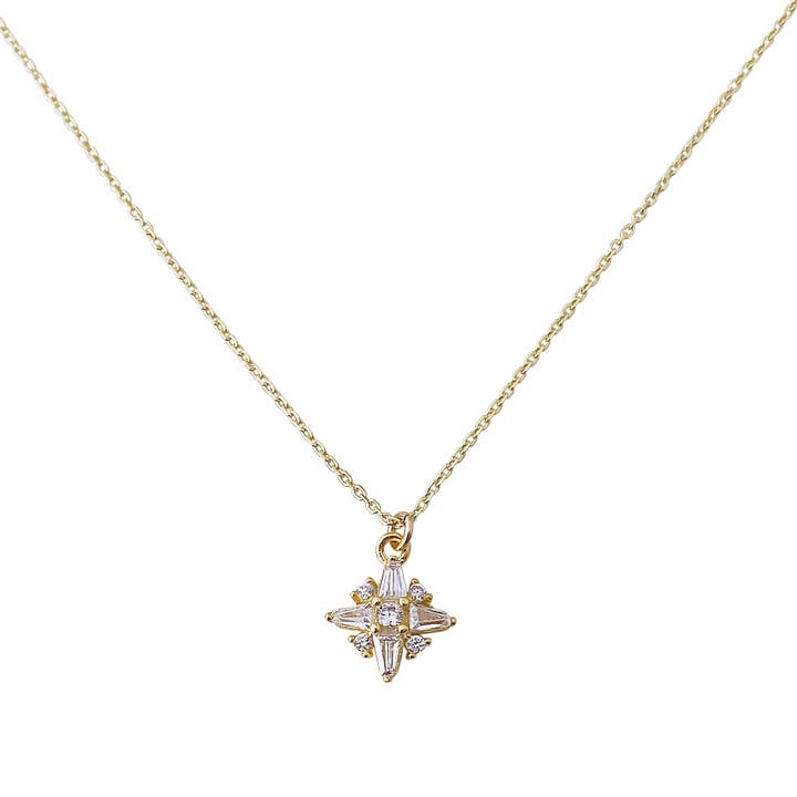 Colar Estrela Baguette em Prata de 1ª Lei com Banhado a Ouro por atacado de Modern Opus