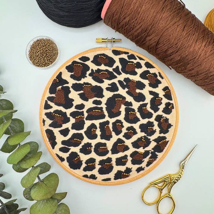 Beginners Leopard print embroidery kit for wholesale by Treasure Kave
