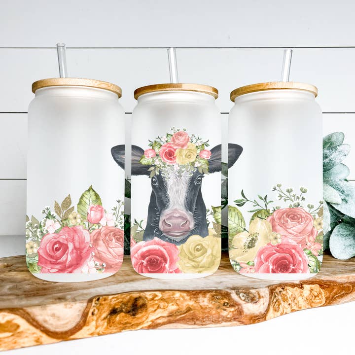 Cow Glass Cup, Farm Theme Glass Cup for wholesale by Breeco