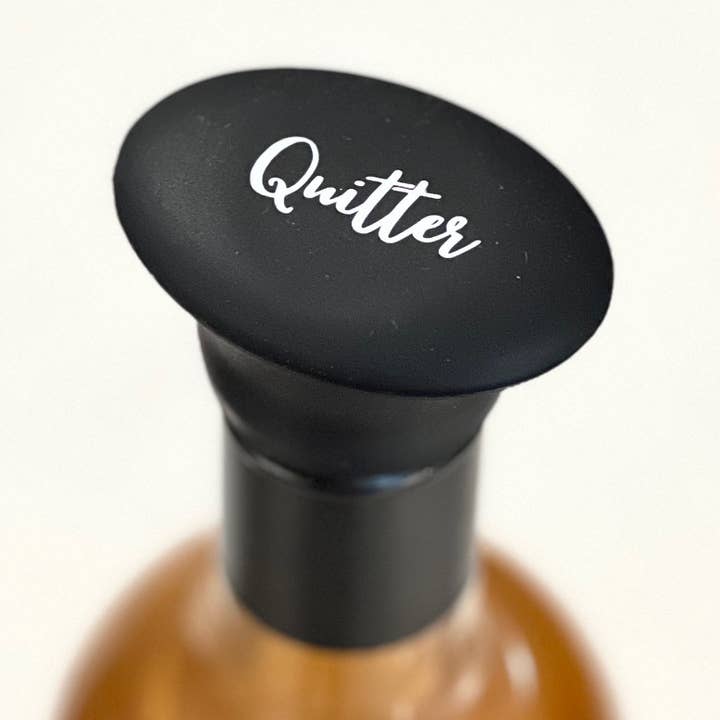 Quitter Silicone Wine Stopper- Black for wholesale by Buffalovely