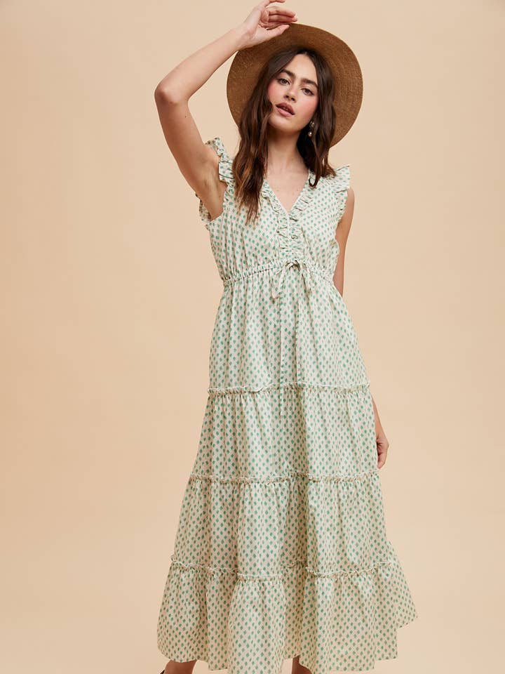 In Loom - Wholesale Dress - Women's - RUFFLED RESORT PRINT MAXI DRESS