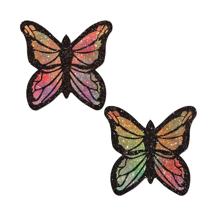 Monarch: Empanadas con purpurina en colores pastel con forma de arcoíris y mariposas para pezones de Pastease® para venta al por mayor de Pastease UK