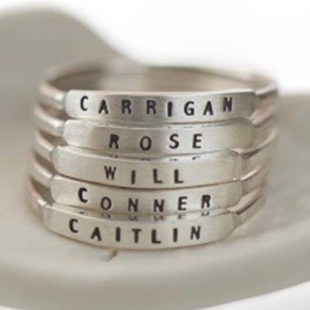 Christina Kober Designs - Wholesale Band/Stacked Ring - NARROW RING | stamped thin stacking ring0