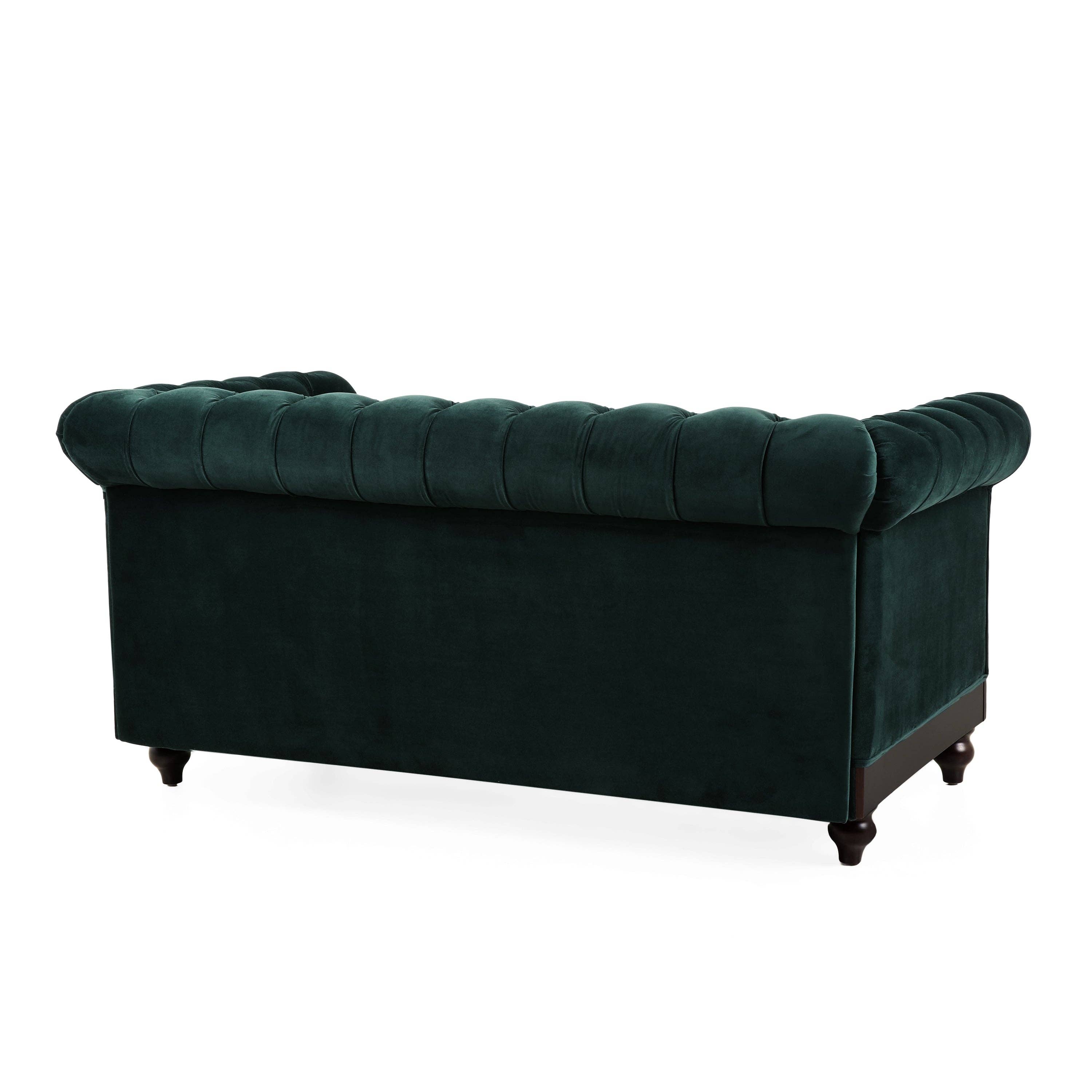39F Inc. - Vente Canapés - Canapé Chesterfield en velours vert foncé pour 2 places7
