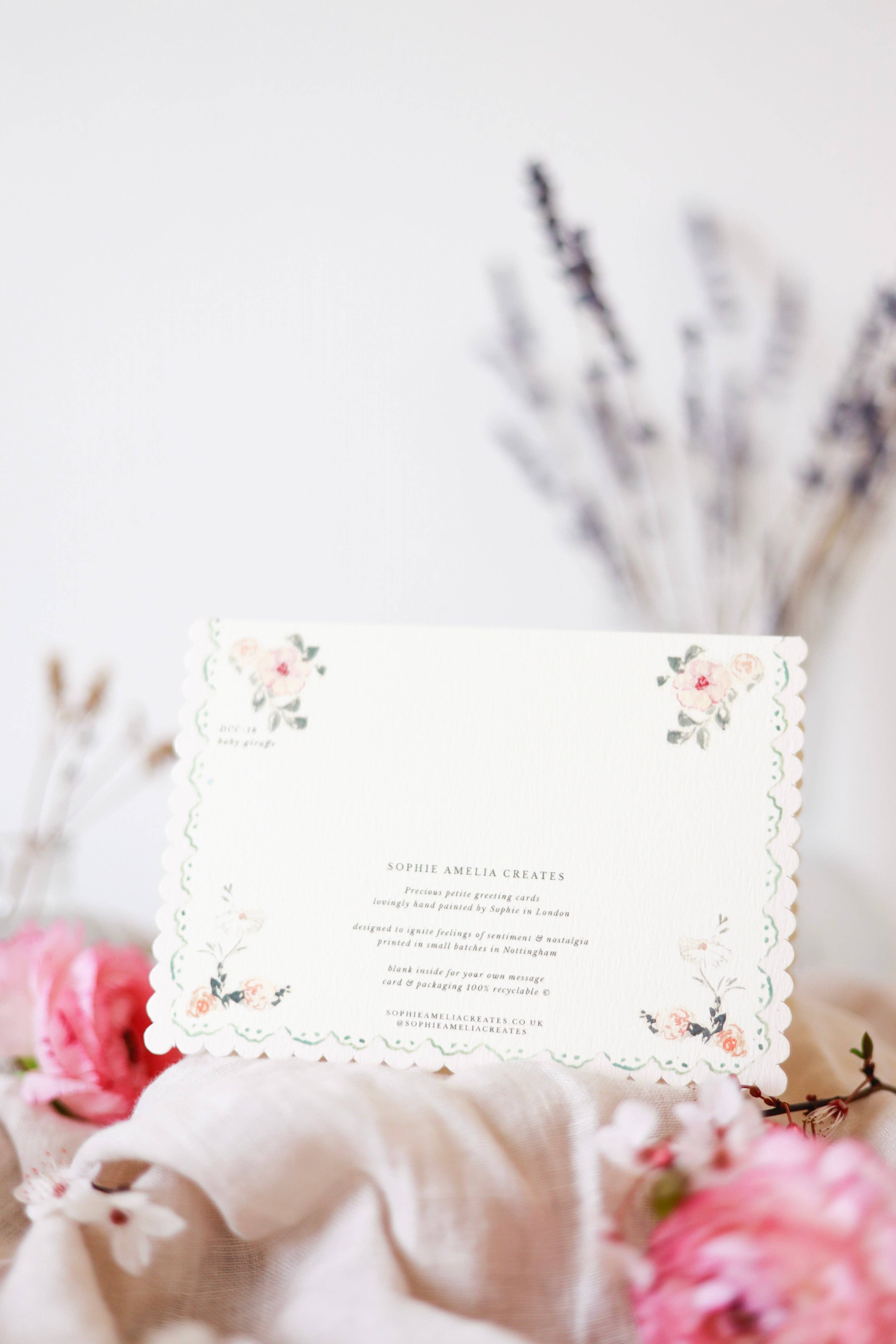 Sophie Amelia Creates – Engroshandel Babykort – Babygiraf - skallet kantkort1