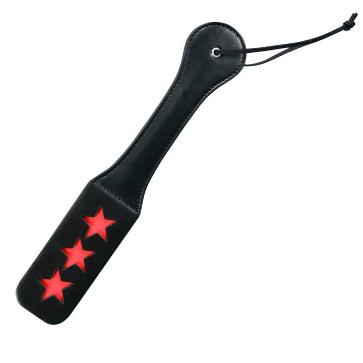 Plesur Body Products - Wholesale Sex Toy - Paddle - 3 Stars Imprint Leather Impact Slapper