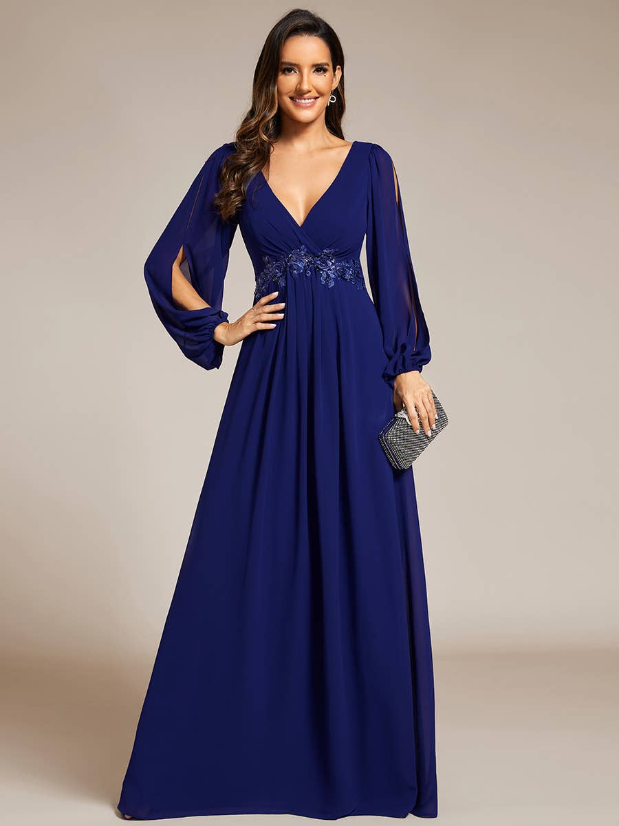 Ever-Pretty - Vente Robe de soirée – femme - Robes formelles à manches longues et à manches lanternes, longueur au sol38