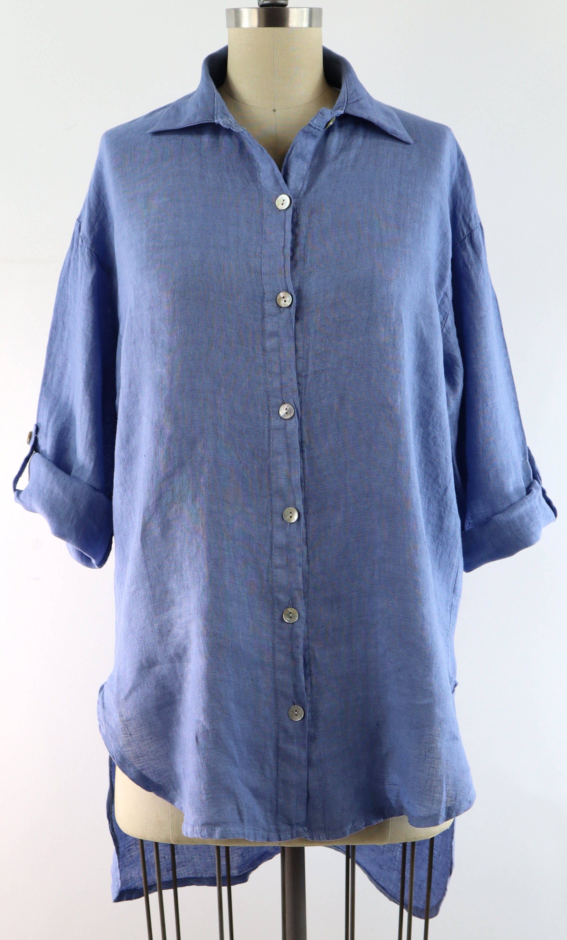 LINEN AND GAUZE - Vente Tunique – femme - 3348 - Blouse ample en lin Hi Low 9 couleurs24