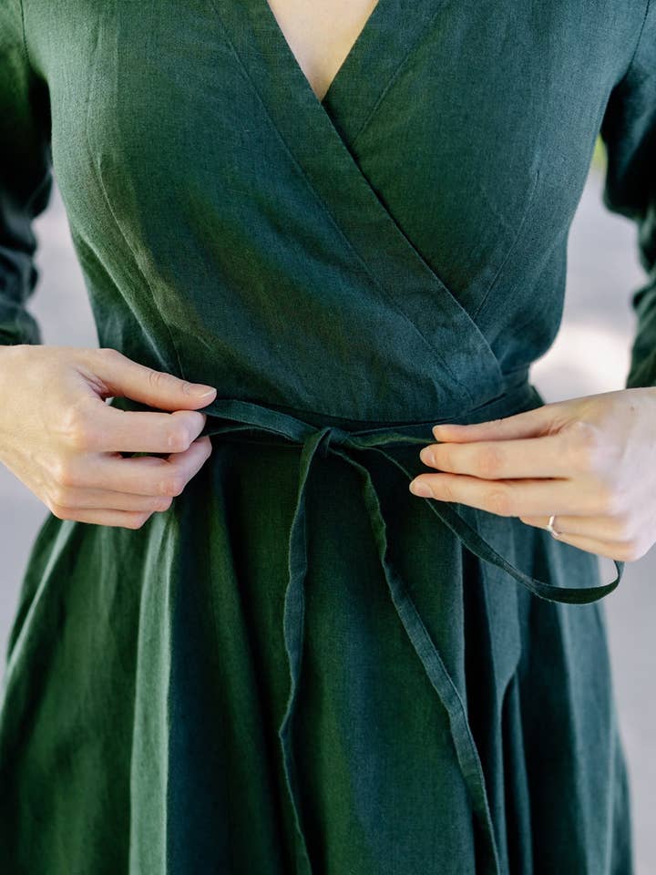 Son de Flor - Wholesale Dress - Women's - Wrap Dress, Long Sleeve3