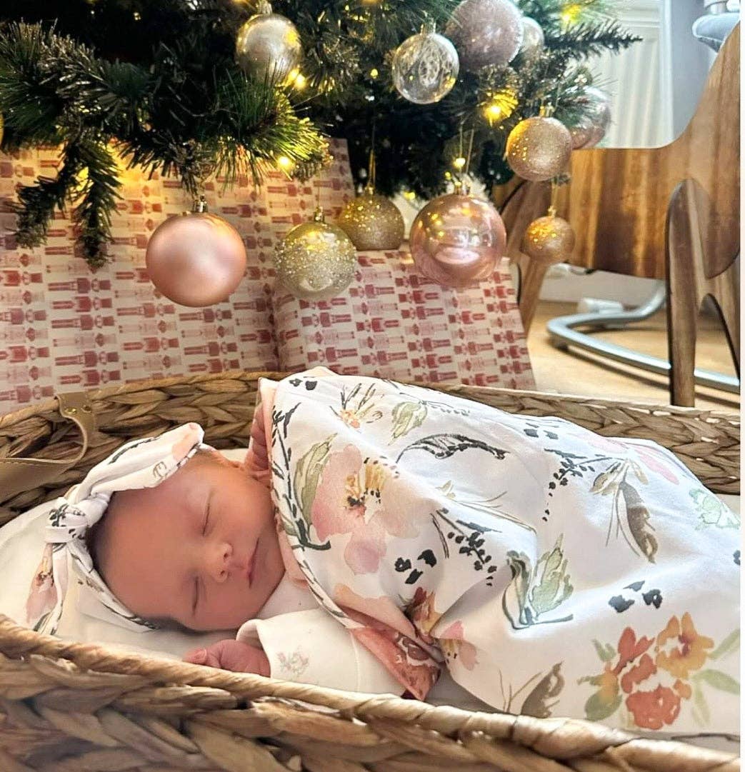 Minky Myles – Conjunto de Swaddle - Bebé por atacado – Manta floral com faixa - conjunto de envolvimento9