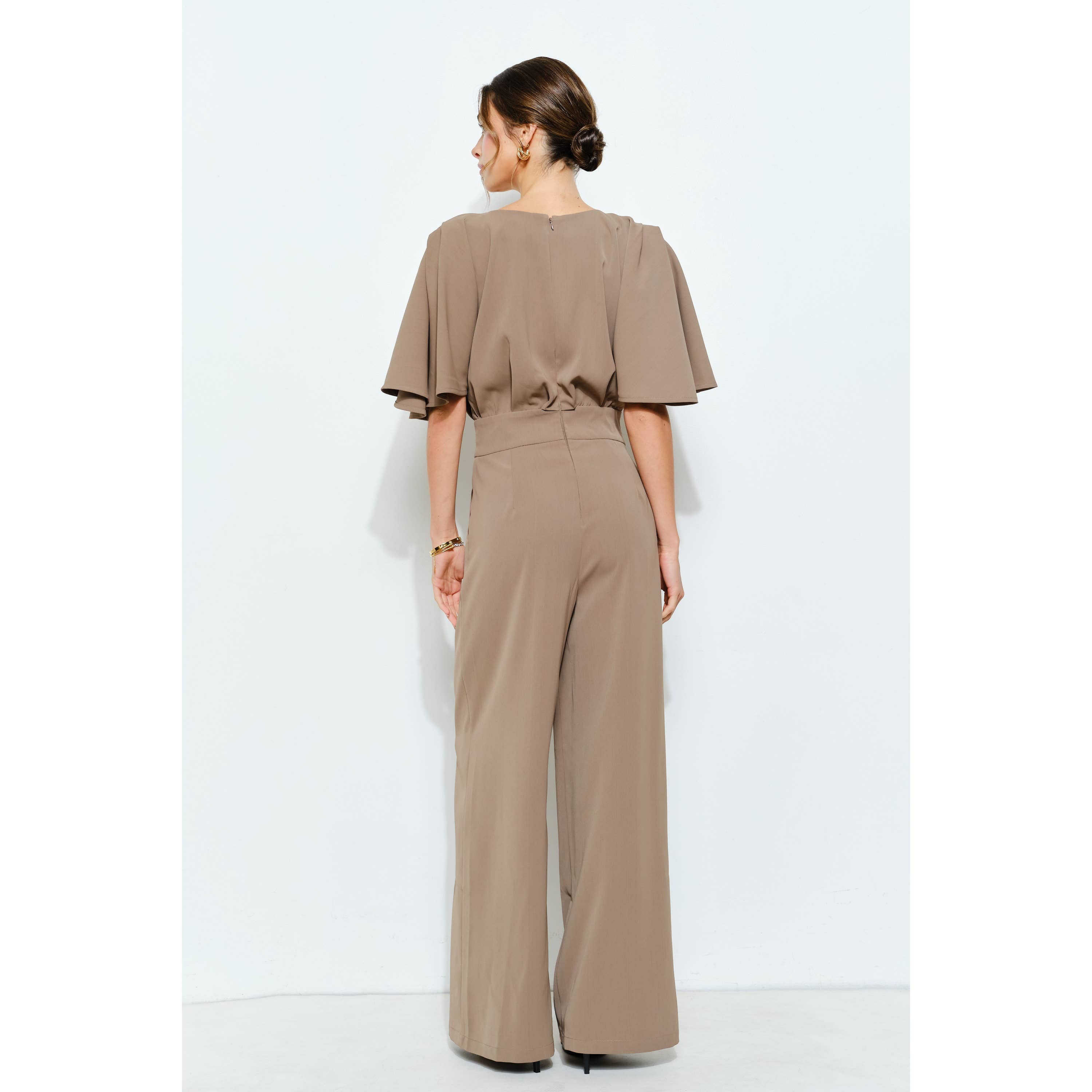 INA - Wholesale Romper - Women's - Flutter Kimino Sleeve Buckle Detail Wide Jumpsuit28