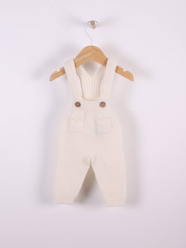 Calças de alças tricotadas em lã merino | SNOWFLAKE for wholesale by Wedoble: sustainable children's fashion