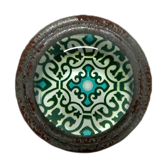 Dørknop 'Orient' med blågrønt mønster for engroshandel hos BOHORIA