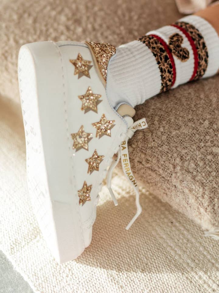 Chaussettes tennis enfants LEO Heart | blanc pour la vente par LOONES