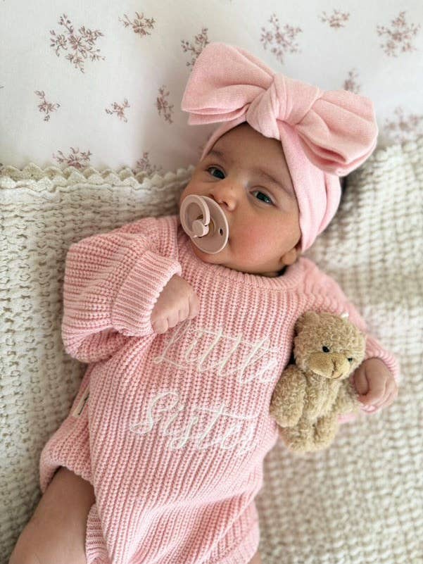 Knit Bow Headband | Peony for wholesale by Brave Little Lamb the Label