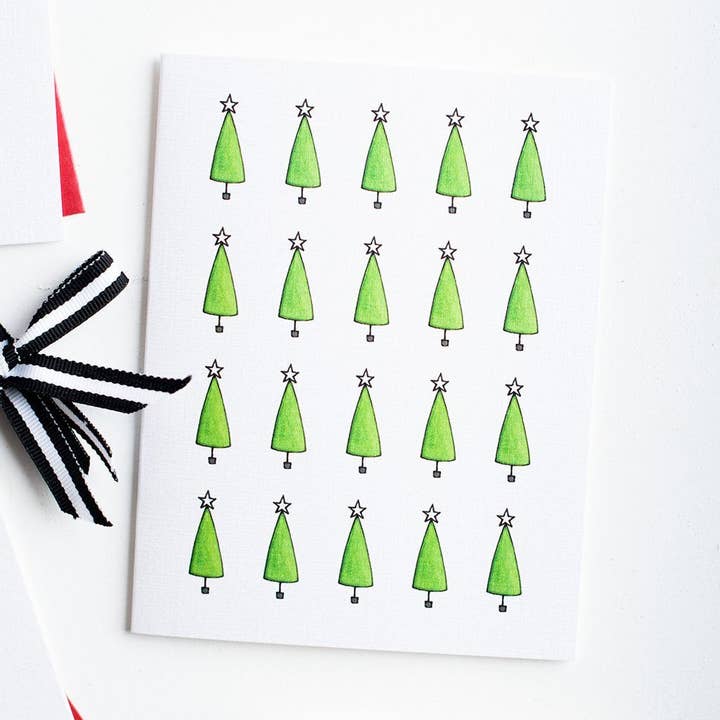 TARJETA NAVIDEÑA «ÁRBOLES CON ESTRELLAS» para venta al por mayor de LO in LONDON®