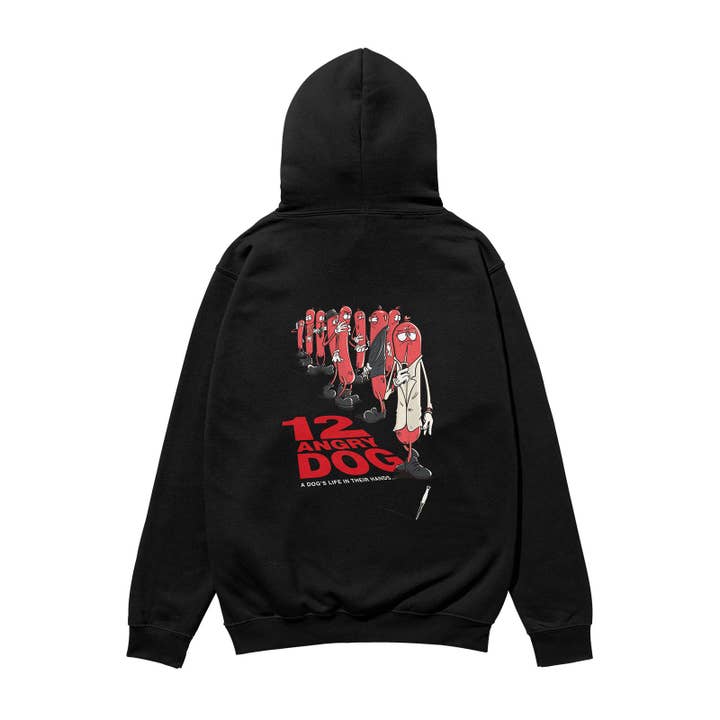 12 Angry Dog Heavyweight Organic Hoodie Black for wholesale by Weekend Concept