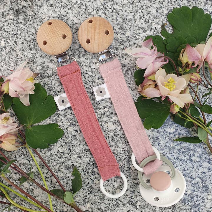 Summerville organic - Wholesale Pacifier Clip - Baby - Organic Pacifier Clip Muslin Pale Mauve11