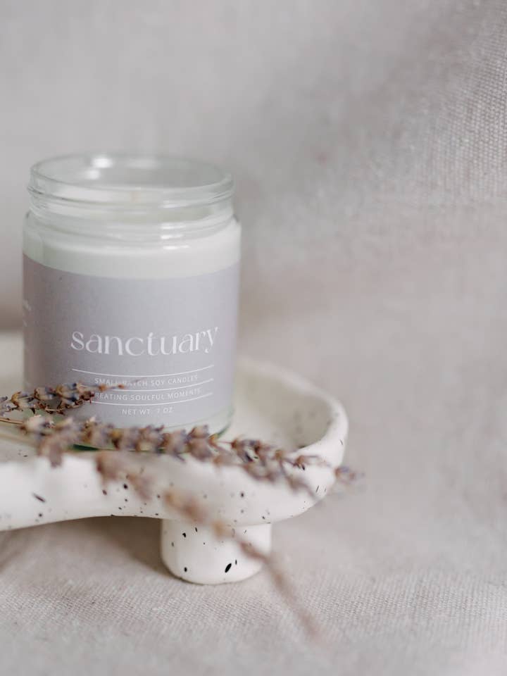 Sanctuary soy candle for wholesale by Soul Roots Wax Co.