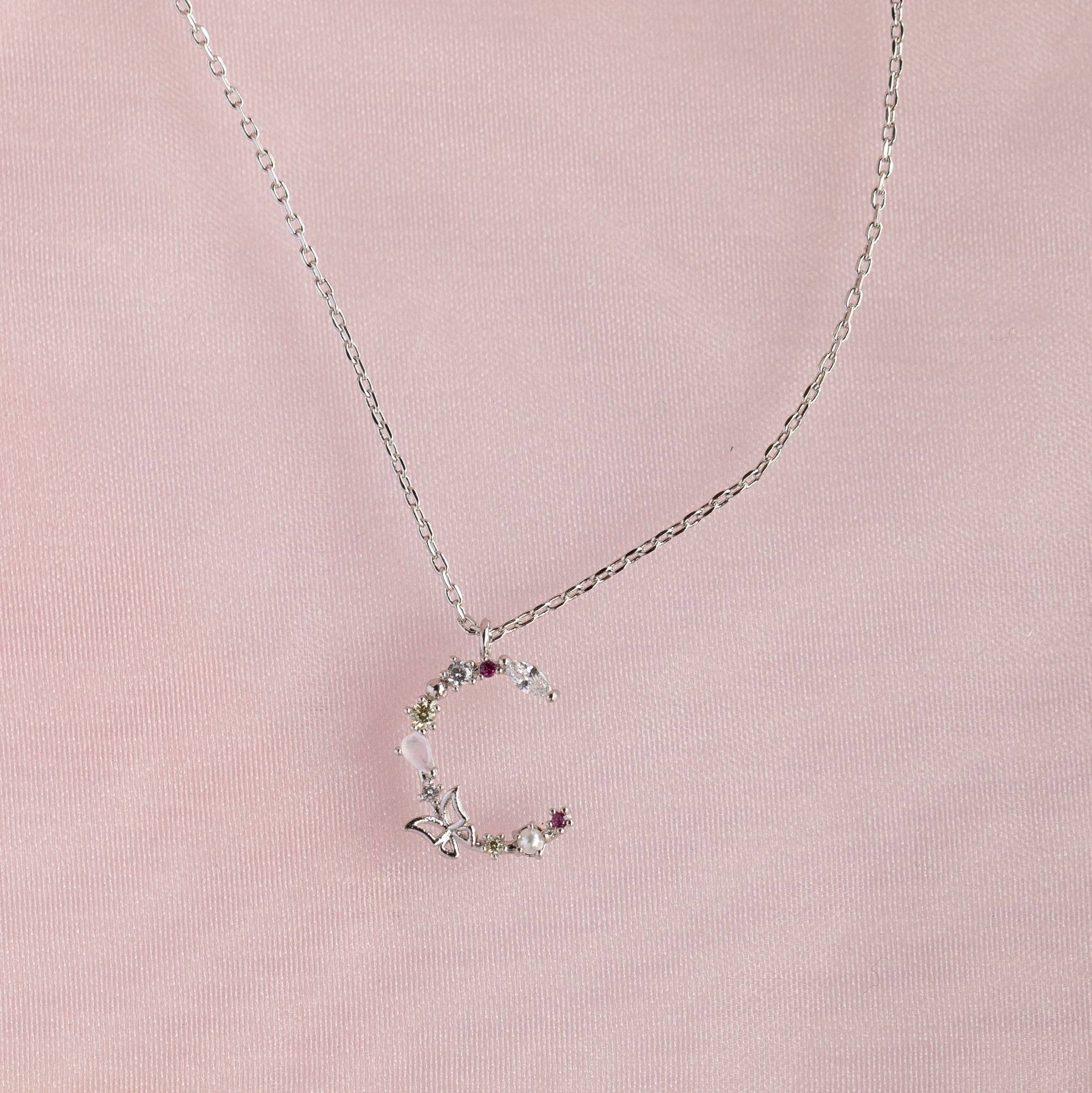 Girls Crew – wholesale Pendant/charm necklace – Flutterfly Stone Initial Necklace26