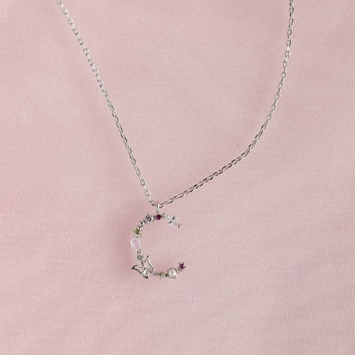 Girls Crew – wholesale Pendant/charm necklace – Flutterfly Stone Initial Necklace26