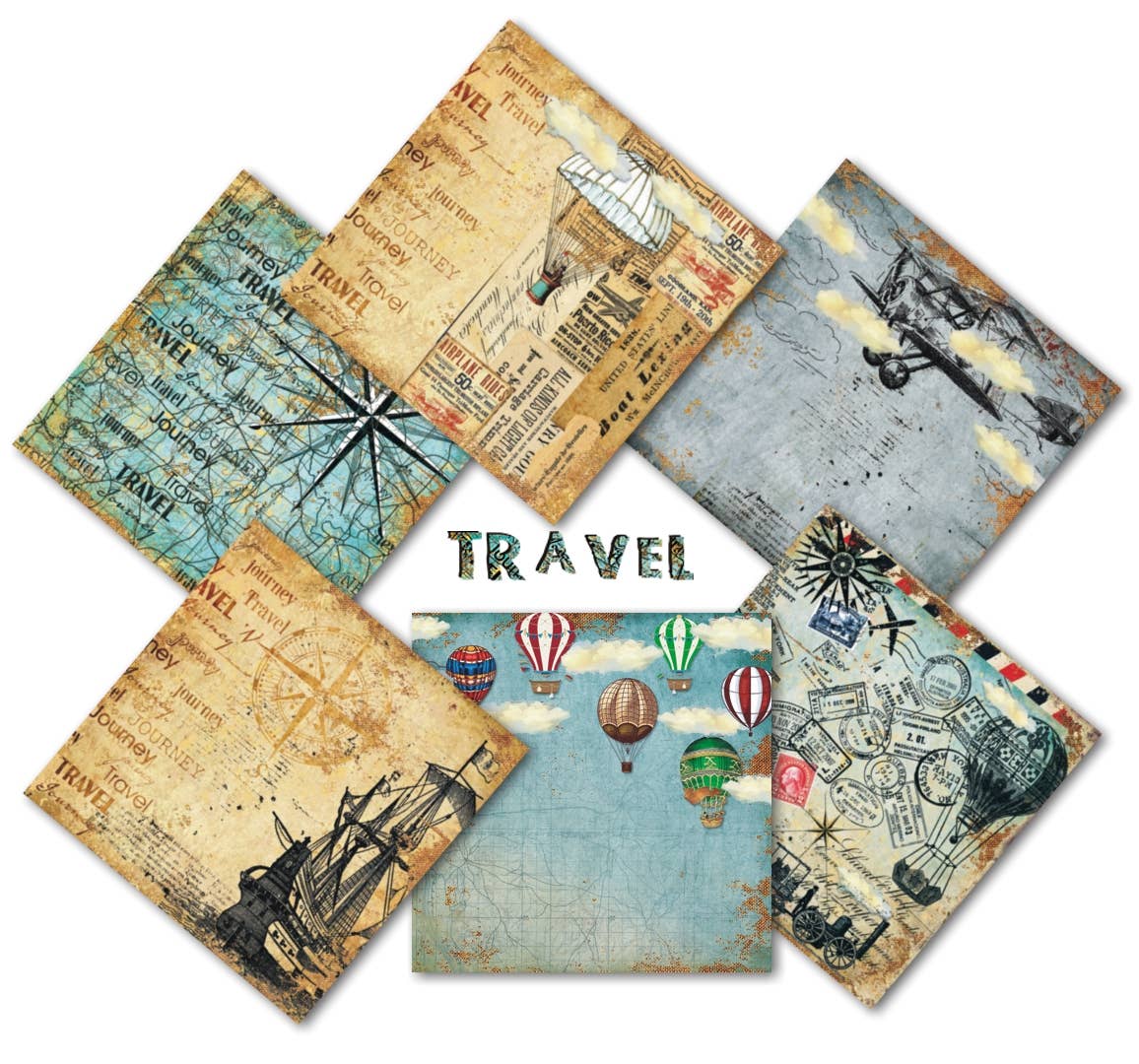 DECORER - Wholesale Scrapbook - Travel - 8'X 8' Scrapbook Paper1