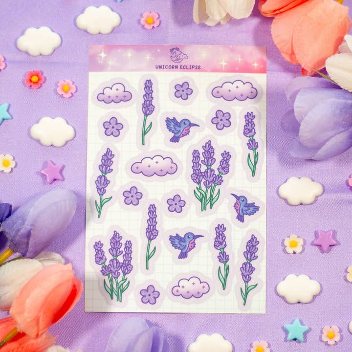 Lavender Dreams Sticker Sheet for wholesale by Unicorn Eclipse
