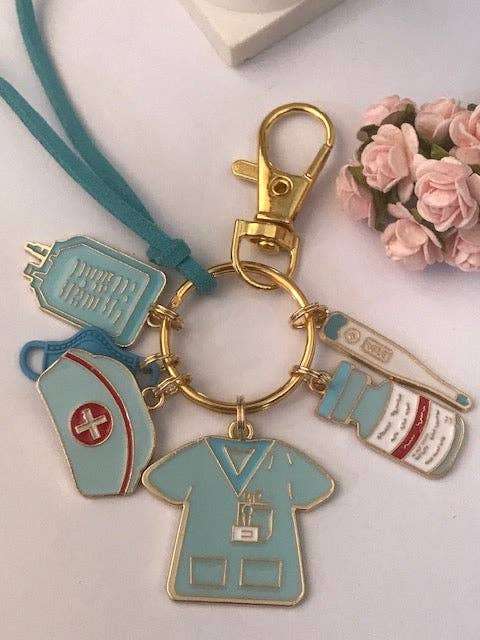 Miss DJ Angel - Wholesale Keychain - Women's - Elegant nurse-themed keychain, nurse outfit charm, gift for nurse woman, midwife, thermometer mask charms1