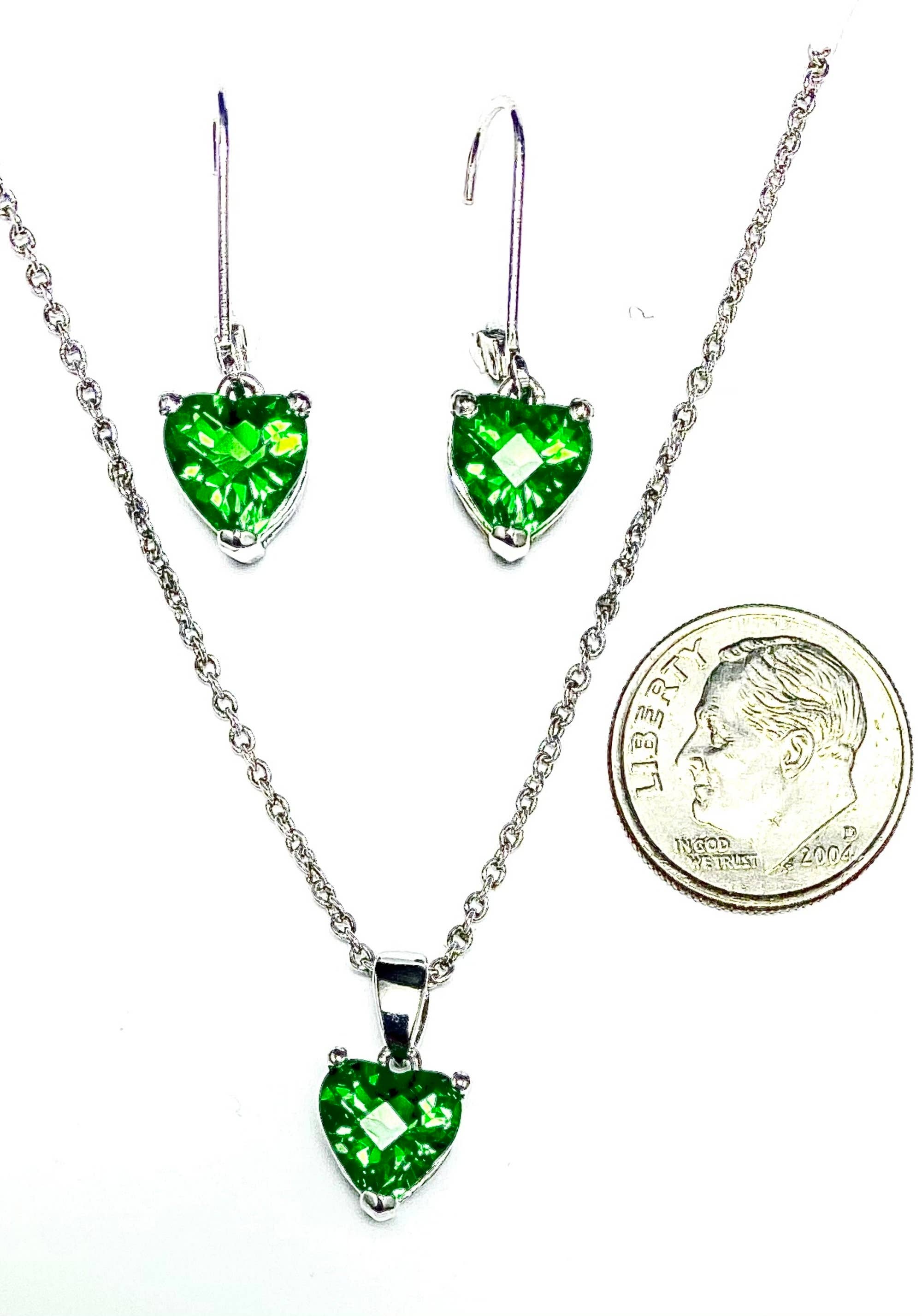 Twan Kee Jewelry - Vendita all'ingrosso Parure di gioielli - Orecchini e pendente a cuore in elenite di Mt St Helens in argento1