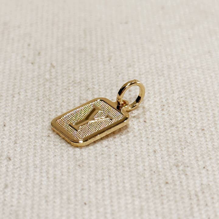 GoldFi - Wholesale Individual Charm/Pendant - Textured Initial Plate Pendant