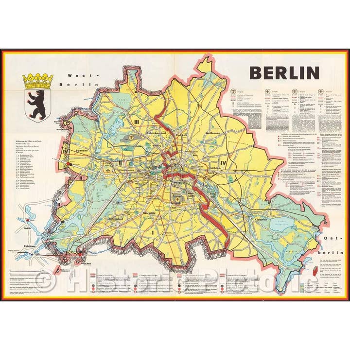 Storica mappa di Berlino del 1963 del Presse- und Informationsamt per la vendita all'ingrosso da parte di Historic Pictoric