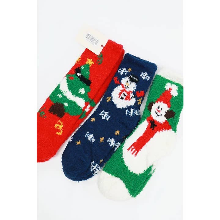 MIX COLOR Plush Cozy Christmas Theme Socks for wholesale on Faire