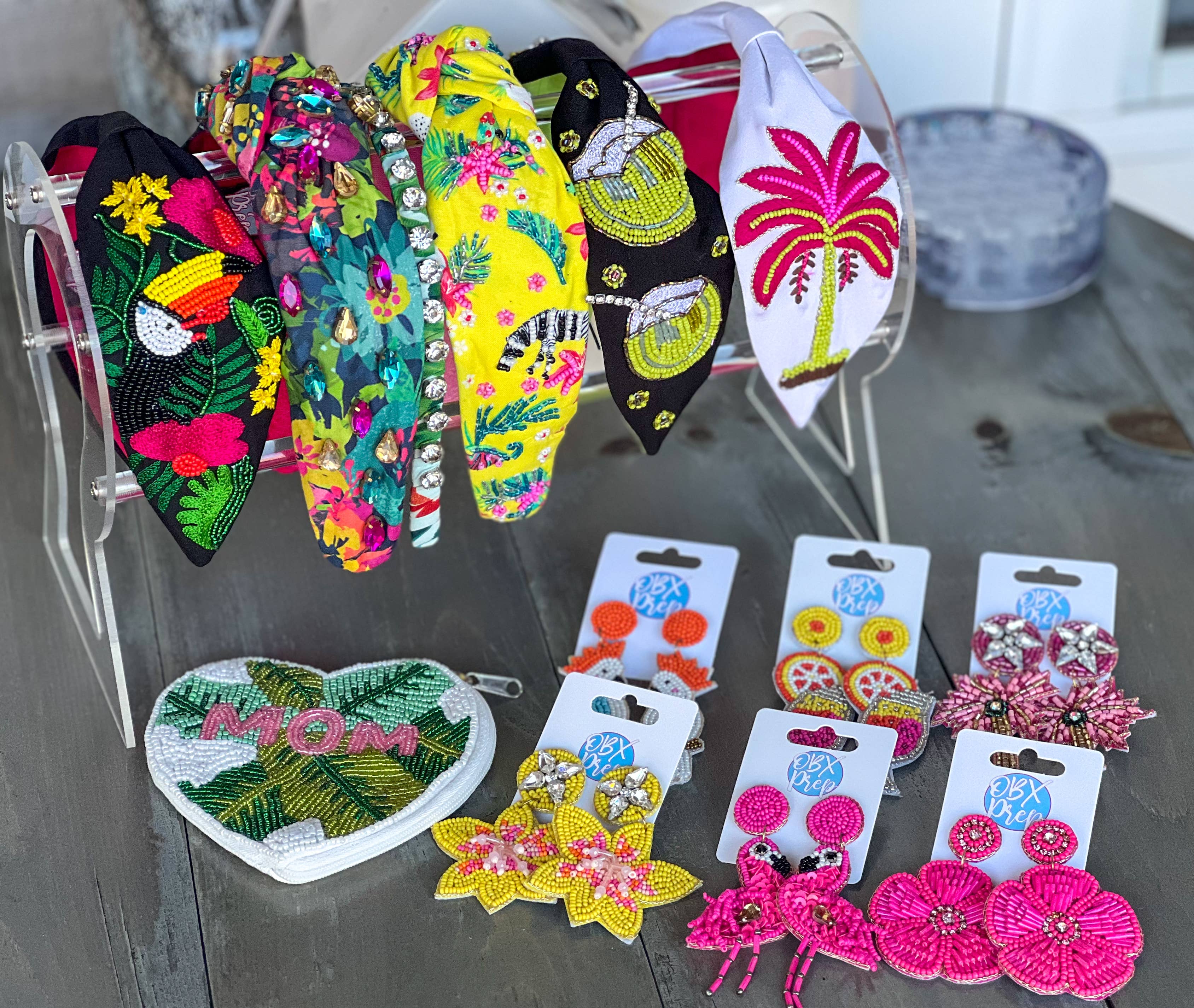 OBX Prep - Wholesale Dangle Earrings - Yellow Hibiscus Beaded Dangle Earrings8