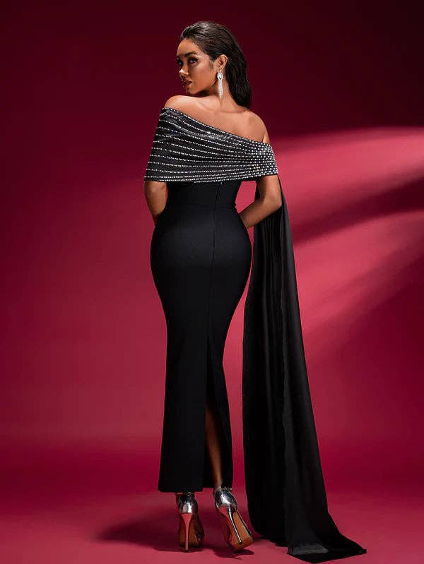 Fiona Secret Closet - Wholesale Gown - Women's - Halter Cutout Rhinestone Bandage Maxi Gown1