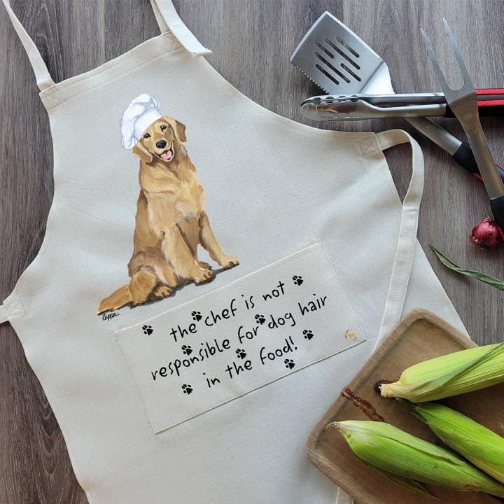 Golden Retriever Smiling Apron for wholesale by Zeppa Studios
