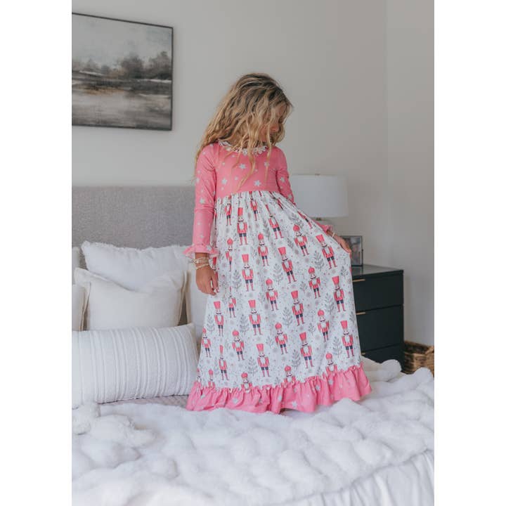 Oopsie Daisy - Wholesale Nightdress - Kids - Girls Pink Star Nutcracker Christmas Holiday Lounge Gown4