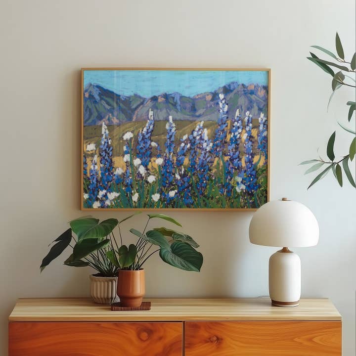 Bluebonnets Big Bend National Park Art Print for wholesale by El Baker Art